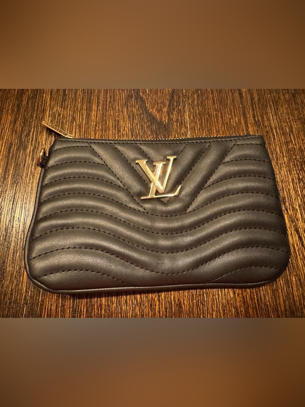 Black Quilted Leather Zip Pouch-Inspired